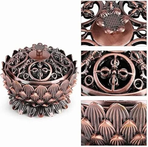 Incense Burner, Zinc Alloy Cone Incense Holder for Meditation and Decoration, with Calming Fragrance for Home Office Bedroom, Brown in Saudi Arabia