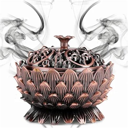 Incense Burner, Zinc Alloy Cone Incense Holder for Meditation and Decoration, with Calming Fragrance for Home Office Bedroom, Brown in Saudi Arabia