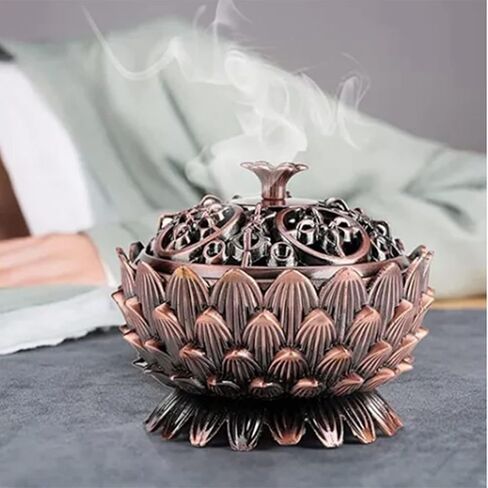 Incense Burner, Zinc Alloy Cone Incense Holder for Meditation and Decoration, with Calming Fragrance for Home Office Bedroom, Brown in Saudi Arabia