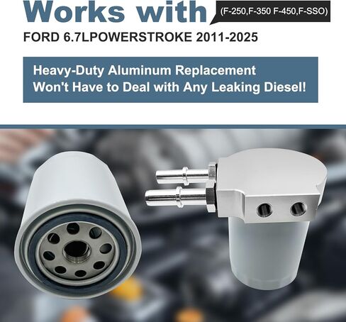 Motorsports Upper Fuel Filter Conversion Kit 121003 - Compatible with Ford 6.7L Powerstroke (2011-2024) F250, F350, F450, F550 - High-Performance Fuel Filtration Upgrade in Kuwait