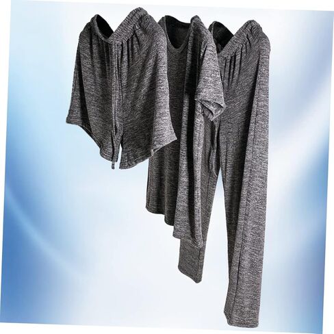 1set Women Loungewear Breathable Tracksuit for Home and Leisure Includes Shirt Pants and Shorts Fashionable and Comfortable Casual Wear Grey in Saudi Arabia
