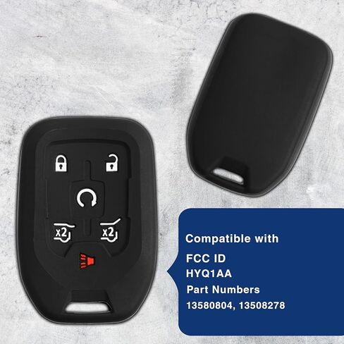KeyGuardz دخول بدون مفتاح السيارة عن بعد مفتاح ذكي فوب الغلاف الخارجي غطاء حماية من المطاط الناعم لضواحي تاهو يوكون HYQ1AA in Saudi Arabia