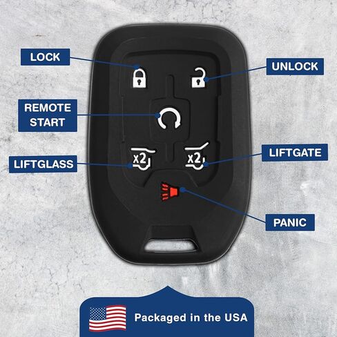 KeyGuardz دخول بدون مفتاح السيارة عن بعد مفتاح ذكي فوب الغلاف الخارجي غطاء حماية من المطاط الناعم لضواحي تاهو يوكون HYQ1AA in Saudi Arabia