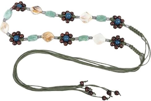 Kokoma Boho Braided Waist Chain Belt Shell Flower Woven Belts with Tassels Bohemian Waist Rope Belt for Dress Jeans for Women in Saudi Arabia