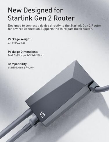 محول إيثرنت مطور لـ Starlink - محول RJ45 Gigabit Ethernet لـ Starlink المشغل من الجيل 2 لطبق Starlink المستطيل والإنترنت عبر الأقمار الصناعية V2 لشبكة Starlink إلى سلكية خارجية (أصفر) in Kuwait