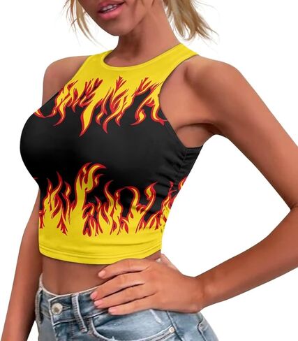 Women’s Sexy Sleeveless Racer Back High Neck Cropped Tank Tops in Saudi Arabia