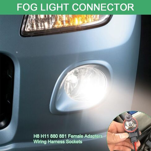 2PCS H11 H8 أنثى محولات الأسلاك تسخير مآخذ ث / 4 بوصة سلك أسلاك التوصيل المصنوعة، تسخير المصباح، محول موصل ضوء الضباب التحديثية ضفيرة، سيارة الضباب ضوء المقبس العالمي لمعظم المركبات in Kuwait
