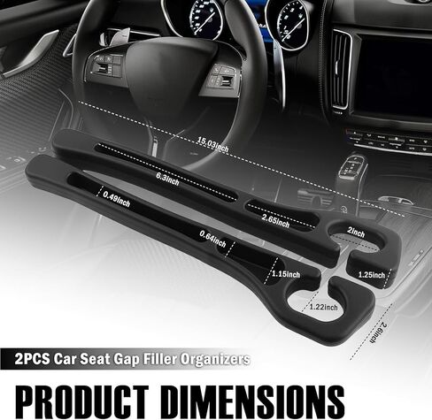 Car Seat Gap Filler 2 Pack,2026 Upgraded Car Seat Gap Filler Organizer with 2-Slot Storage & Phone Holder,Multifunctional in Between Cars Seats Catcher for Gaps 1.1-1.4" Wide in Kuwait