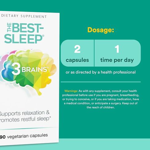 3 Brains by Natural Factors, The Best-Sleep, Natural Sleep Aid to Support Relaxation & Restful Sleep, Vegan, 90 Capsules (45 Servings) in Saudi Arabia