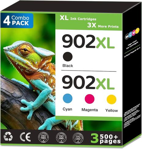 خراطيش حبر 902XL متوافقة مع مجموعة خراطيش الحبر HP 902 تعمل مع خراطيش حبر HP 902 لطابعات OfficeJet Pro 6978 6968 6963 6964 6962 6950 6954 6951 6960 6975 (4 عبوات) in Kuwait