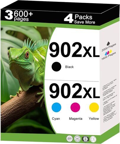 902 XL Ink Cartridges Combo Pack Replacement for HP 902XL(HP902 HP902XL)to use with OfficeJet 6978, 6968, 6958, 6970, 6960, 6975, 6962, 6950, 6954, 6951,6956,6961,6963,6964 Printers (4-Pack,K/C/M/Y) in Kuwait