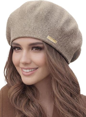 Warm Lined Wool Angora Knit Beret and Satin Lined French Hat Lightweight Beanie in Kuwait