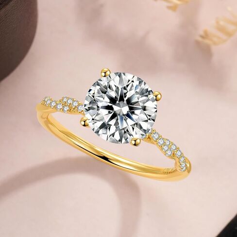 1 قيراط/2 قيراط/3 قيراط خاتم الخطوبة مويسانيتي للنساء قطع دائري 14 قيراط ذهب فيرميل 925 خواتم وعد من الفضة الاسترليني لها لعيد الحب وعيد الأم والذكرى السنوية لعيد الميلاد مقاس 5 إلى 12 in Kuwait
