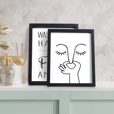 HKBS Framed Black and White Bathroom Wall Art, Toilet Wall Decor Bad Smell 10"x8" for Home Apartment Bathroom in Kuwait