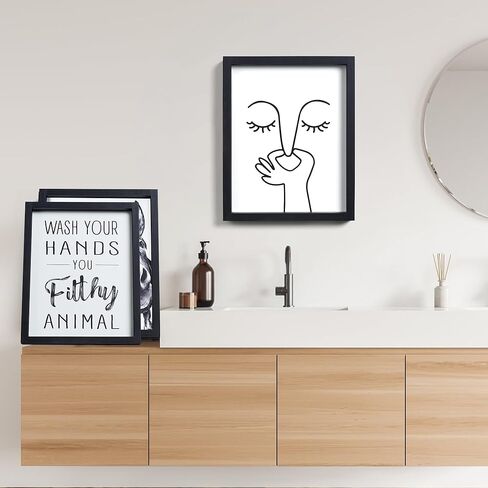 HKBS Framed Black and White Bathroom Wall Art, Toilet Wall Decor Bad Smell 10"x8" for Home Apartment Bathroom in Kuwait
