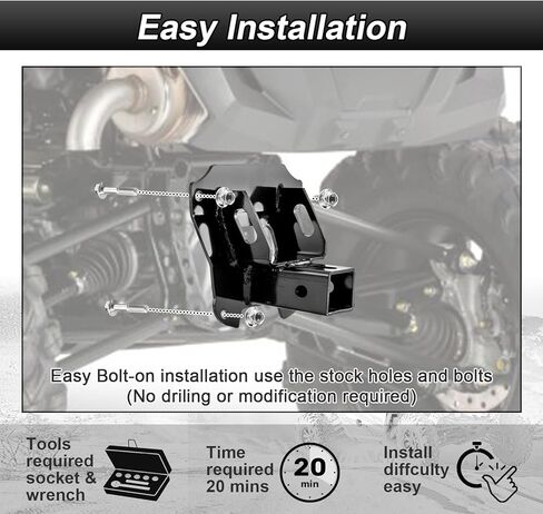 2" Rear Trailer Hitch No Drilling & Shackle Receiver with 3/4'' D Ring and 7/8" Locking Pin Compatible with Honda Talon 1000R 1000X 1000-4 2019-2024 in Kuwait