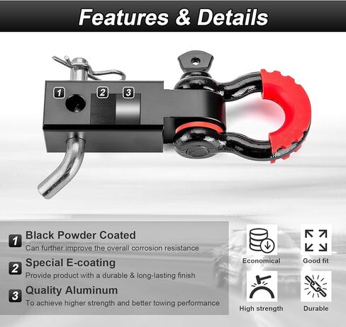 2" Rear Trailer Hitch No Drilling & Shackle Receiver with 3/4'' D Ring and 7/8" Locking Pin Compatible with Honda Talon 1000R 1000X 1000-4 2019-2024 in Kuwait