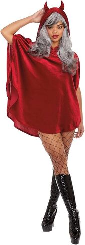زي Dreamgirl النسائي Devil Velvet Poncho، زي الشيطان للبالغين في الهالوين in Kuwait