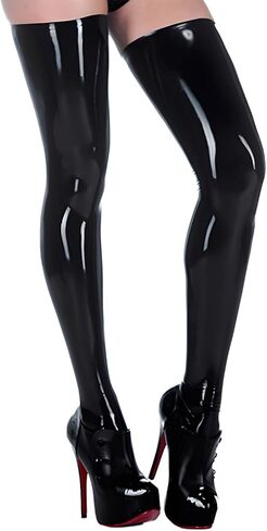 IOKUKI Latex Rubber Thigh Socks for Women,Latex Hosiery Stockings Handmade Theme Party Club Accessories in Kuwait
