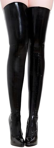 IOKUKI Latex Rubber Thigh Socks for Women,Latex Hosiery Stockings Handmade Theme Party Club Accessories in Kuwait