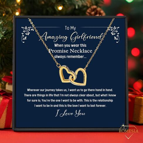 Necklace for Girlfriend Stainless Steel Interlocking Heart Pendant Necklace with Cubic Zirconia Romantic Gift for Girlfriends, Birthday, Anniversary, Valentine’s Day, or Christmas Jewelry for Women in Saudi Arabia