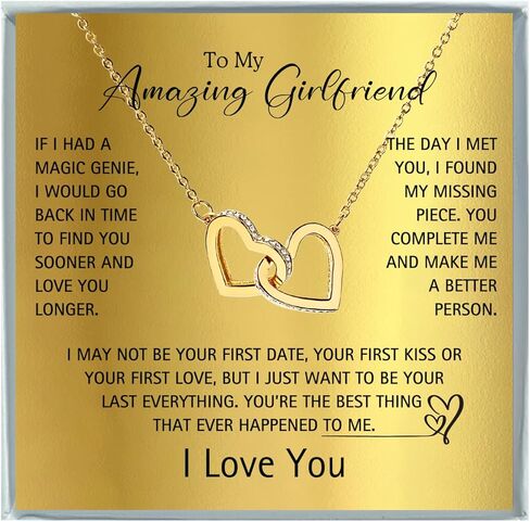 Necklace for Girlfriend Stainless Steel Interlocking Heart Pendant Necklace with Cubic Zirconia Romantic Gift for Girlfriends, Birthday, Anniversary, Valentine’s Day, or Christmas Jewelry for Women in Saudi Arabia