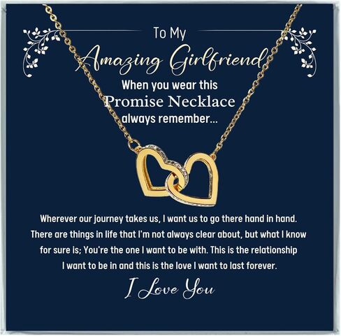 Necklace for Girlfriend Stainless Steel Interlocking Heart Pendant Necklace with Cubic Zirconia Romantic Gift for Girlfriends, Birthday, Anniversary, Valentine’s Day, or Christmas Jewelry for Women in Saudi Arabia