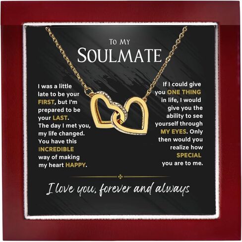 Necklace for Girlfriend Stainless Steel Interlocking Heart Pendant Necklace with Cubic Zirconia Romantic Gift for Girlfriends, Birthday, Anniversary, Valentine’s Day, or Christmas Jewelry for Women in Saudi Arabia