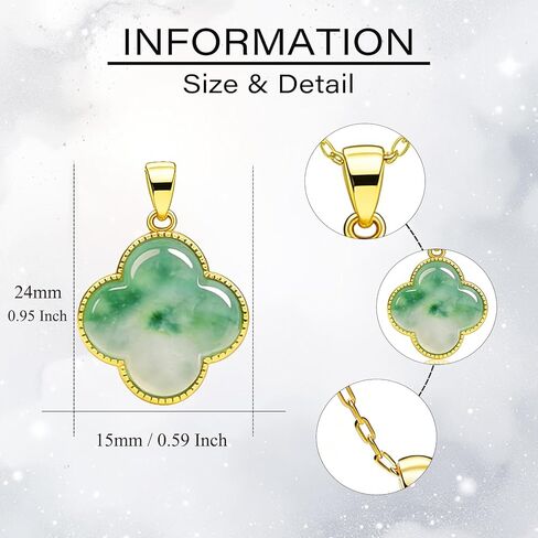 Four Leaf Clover Necklace for Women, Gold Plated Lucky Clover Green Jade Pendant Necklace, 4 Leaf Clover Necklace St. Patrick's Day Jewelry Gifts for Wife Lover Her in Kuwait