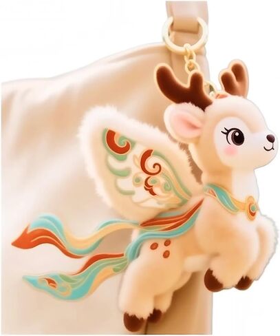 Cat Plush Keychain for Backpack Cute Deer Plush Purse Bag handbags Charm Pendant Decoration Gift for Women and Man in Kuwait