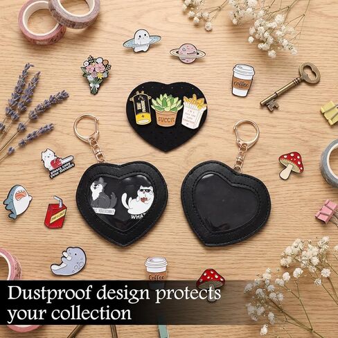 2 Pcs Heart Shaped Pin Display Keychain Portable Enamel Pin Trading Holder Dustproof Badge Storage Bag for Collectors Gifts in Saudi Arabia