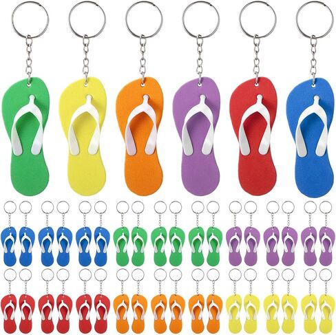 Nosiny 36 Pack Flip Flop Keychains, Colorful EVA Sandal Keychains for Party Favors, Backpack, Luggage, Keyring Assorted Colors in Saudi Arabia