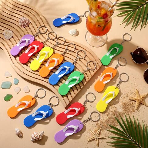 Nosiny 36 Pack Flip Flop Keychains, Colorful EVA Sandal Keychains for Party Favors, Backpack, Luggage, Keyring Assorted Colors in Saudi Arabia