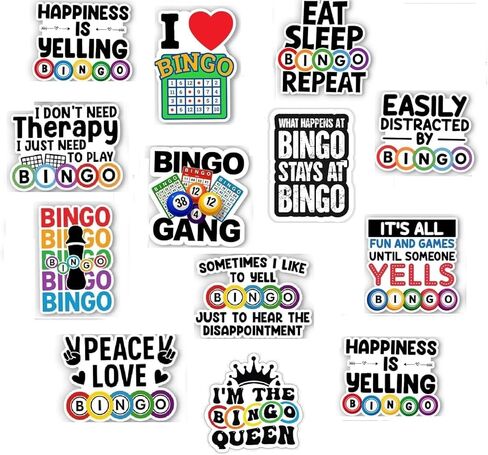 Funny Bingo Sticker 13 Pack, 4 Inch Each, Bingo Prizes for Player Caller, Gift for Senior Adult, Laptop Tablet Kindle Decoration in Saudi Arabia
