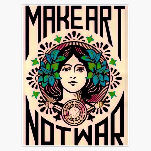 LAD Studio Make Art NOT WAR - ملصق ممتص للصدمات للنافذة باللون الأبيض الفاتح مع زهور خضراء داكنة مقاس 5 بوصات in Saudi Arabia