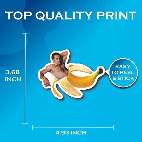 Nicolas Cage Banana Sticker - Funny Nic Cage in Banana Sticker - Premium Quality Vinyl Bumper Stickers 2-Pack | 5-Inch on Widest Side | Made in USA - FHJ589 in Saudi Arabia