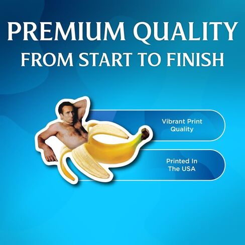 Nicolas Cage Banana Sticker - Funny Nic Cage in Banana Sticker - Premium Quality Vinyl Bumper Stickers 2-Pack | 5-Inch on Widest Side | Made in USA - FHJ589 in Saudi Arabia