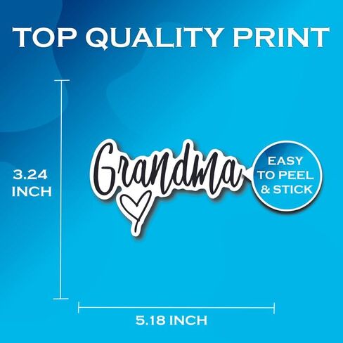 Grandma Heart Sticker - Cute Simple Cursive Monoline Sticker - Gift for Grandma Granny- Premium Quality Vinyl Bumper Stickers 2-Pack | 5-Inch on Widest Side | Made in USA - FHJ823 in Saudi Arabia