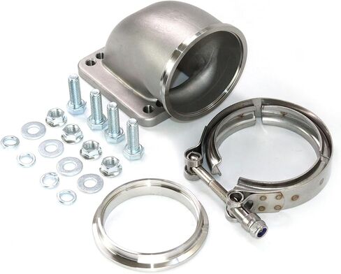 3.0 "V-Band Turbo 90 درجة الكوع النازل شفة محول أطقم يلقي 304 الفولاذ المقاوم للصدأ لشاحن توربيني T3 T4 مع البراغي in Kuwait