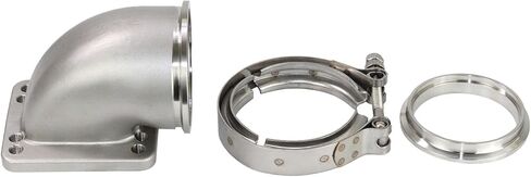 3.0 "V-Band Turbo 90 درجة الكوع النازل شفة محول أطقم يلقي 304 الفولاذ المقاوم للصدأ لشاحن توربيني T3 T4 مع البراغي in Kuwait