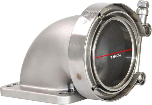 3.0 "V-Band Turbo 90 درجة الكوع النازل شفة محول أطقم يلقي 304 الفولاذ المقاوم للصدأ لشاحن توربيني T3 T4 مع البراغي in Kuwait