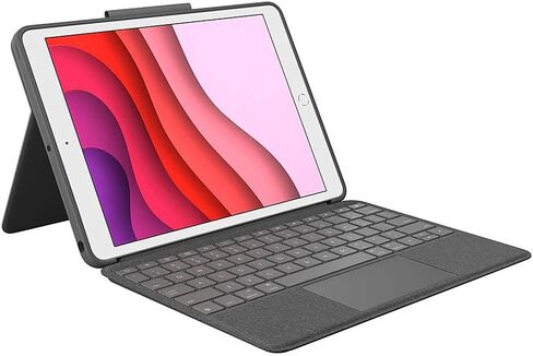 حافظة لوحة المفاتيح Logitech Combo Touch لجهاز iPad (الجيل السابع والثامن) مع لوحة التتبع ولوحة المفاتيح اللاسلكية وتقنية الموصل الذكي - Graphite Apple Exclusive in Saudi Arabia