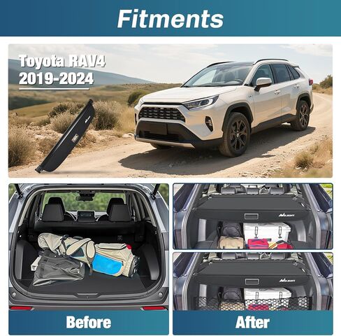 Nilight Cargo Cover Fit for Toyota RAV4 2019 2020 2021 2022 2023 2024 2025, Retractable Privacy Security Shield Shade Rear Trunk Cover, with Trunk Storage Net in Saudi Arabia