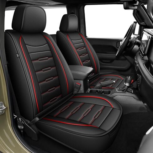 AOMSAZTO Car Seat Covers Custom Fit for Jeep Wrangler JL 4-Door 2018 2019 2020 2021 2022 2023 2024 2025 2026,Faux Leather Seat Protectors for Truck Pickup（5 Seats,Black） in Saudi Arabia