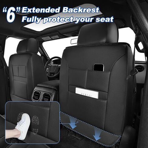 AOMSAZTO Car Seat Covers Custom Fit for Jeep Wrangler JL 4-Door 2018 2019 2020 2021 2022 2023 2024 2025 2026,Faux Leather Seat Protectors for Truck Pickup（5 Seats,Black） in Saudi Arabia