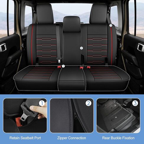 AOMSAZTO Car Seat Covers Custom Fit for Jeep Wrangler JL 4-Door 2018 2019 2020 2021 2022 2023 2024 2025 2026,Faux Leather Seat Protectors for Truck Pickup（5 Seats,Black） in Saudi Arabia