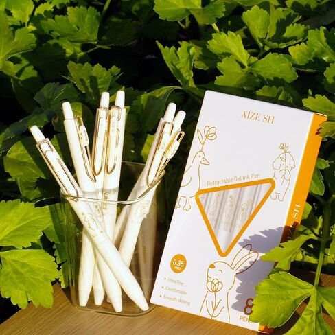 أقلام جل لطيفة من XIZE SH مقاس 0.35 مم، حبر أسود، عبوة من 8 أقلام، أقلام حيوانات Kawaii للنساء والفتيات in Kuwait