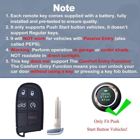 طقم استبدال مفتاح فوب DIY متوافق مع دودج تشارجر كرايسلر 300 رحلة دارت 2011-2017 دخول بدون مفتاح عن بعد FCC ID:M3N-40821302 5 أزرار in Kuwait