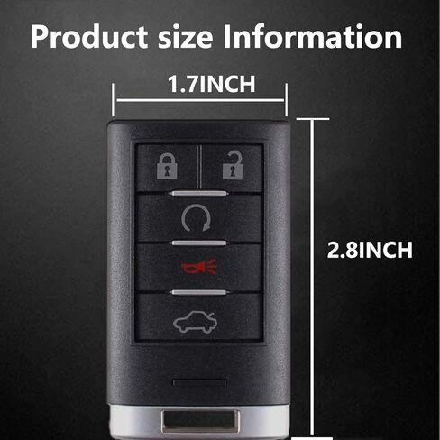 Heart Horse Keyless Key Fob for 2010 2011 2012 2013 2014 2015 Cadillac SRX 5 Buttons Entry Case Replacement M3N5WY7777A (NO Chips,Shell ONLY) in Kuwait