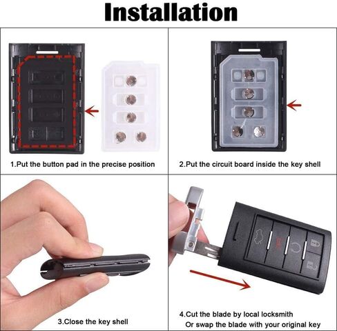 Heart Horse Keyless Key Fob for 2010 2011 2012 2013 2014 2015 Cadillac SRX 5 Buttons Entry Case Replacement M3N5WY7777A (NO Chips,Shell ONLY) in Kuwait